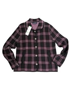 Jones New York Signature Sweater Jacket Petite Large Cardigan Button Up Plaid